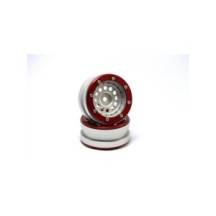 Metsafil Beadlock Wheels PT-Bullet Silver/Red 1.9 (2 pcs) MT0020SR