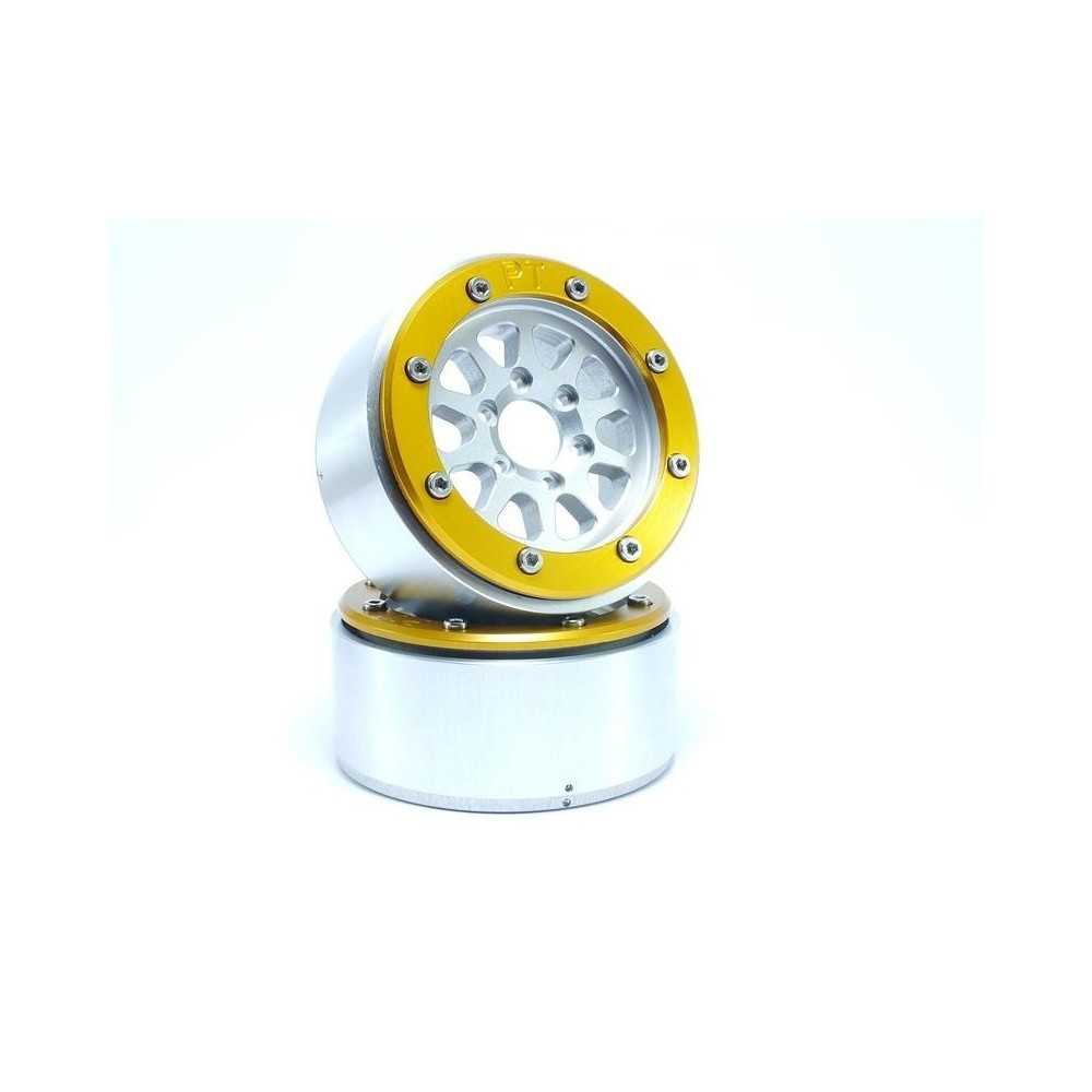 Metsafil Beadlock Wheels PT-Gear Silver/Gold 1.9 MT5030SGO Metsafil Beadlock Wheels PT-Gear Silver/Gold 1.9 MT5030SGO