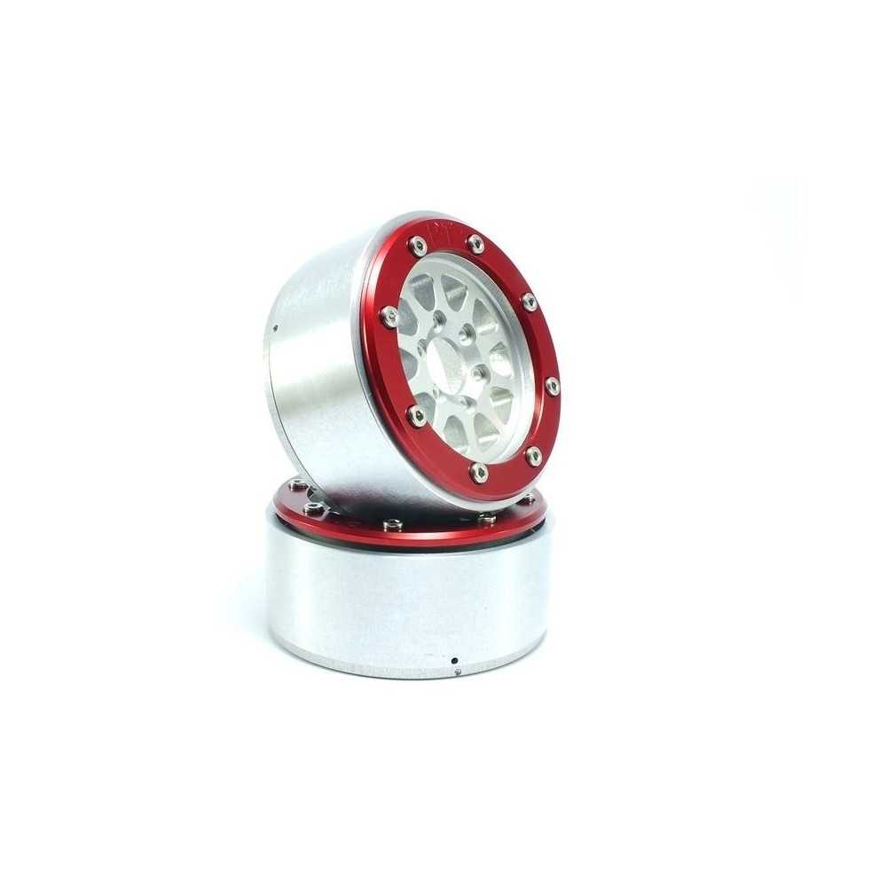 Metsafil Beadlock Wheels PT-Gear Silver/Red 1.9 MT5030SR Metsafil Beadlock Wheels PT-Gear Silver/Red 1.9 MT5030SR