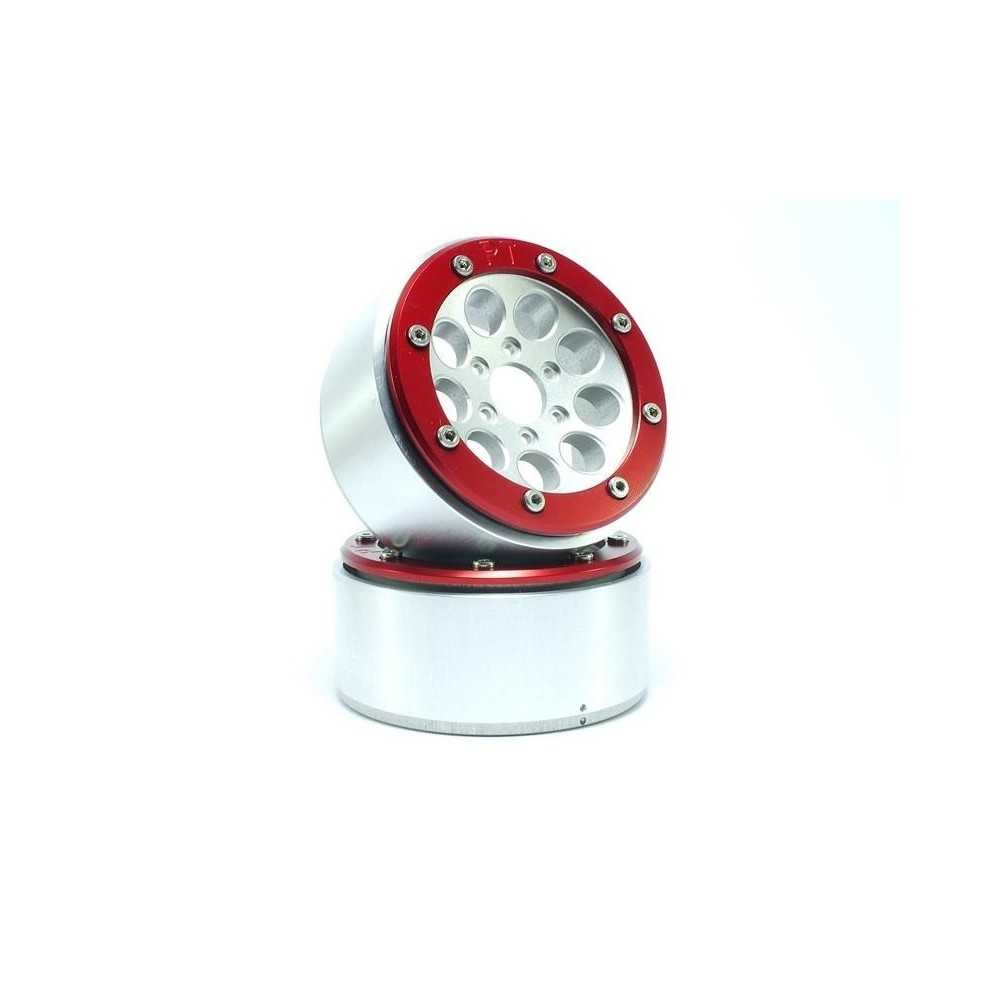 Metsafil Beadlock Wheels PT-Gun Silver/Red 1.9 MT5020SR Metsafil Beadlock Wheels PT-Gun Silver/Red 1.9 MT5020SR