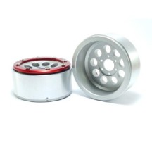 Metsafil Beadlock Wheels PT-Gun Silver/Red 1.9 MT5020SR