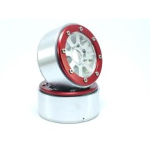 Metsafil Beadlock Wheels PT-Hammer Silver/Red 1.9 MT5040SR