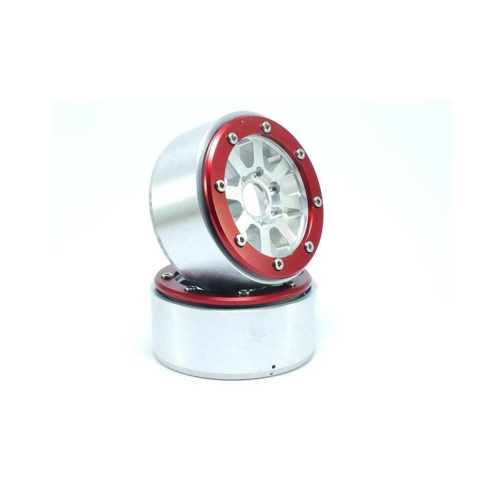 Metsafil Beadlock Wheels PT-Hammer Silver/Red 1.9 MT5040SR Metsafil Beadlock Wheels PT-Hammer Silver/Red 1.9 MT5040SR