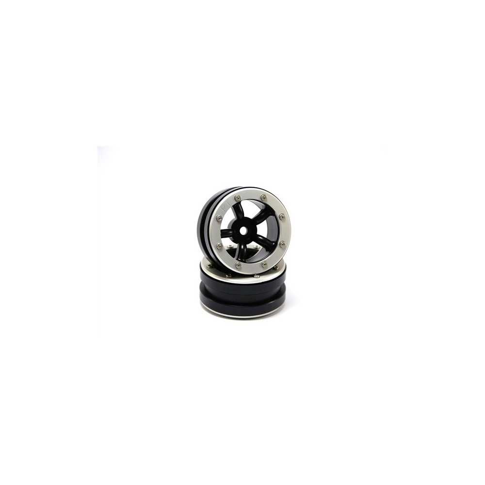 Metsafil Beadlock Wheels PT-Safari Black/Silver 1.9 (2 pcs) MT0010BS Metsafil Beadlock Wheels PT-Safari Black/Silver 1.9 (2 pcs) MT0010BS