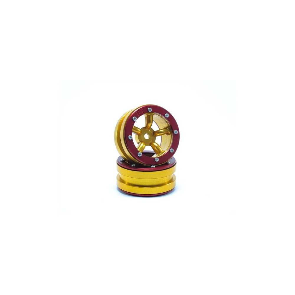 Metsafil Beadlock Wheels PT-Safari Gold/Red 1.9 MT0010GOR Metsafil Beadlock Wheels PT-Safari Gold/Red 1.9 MT0010GOR