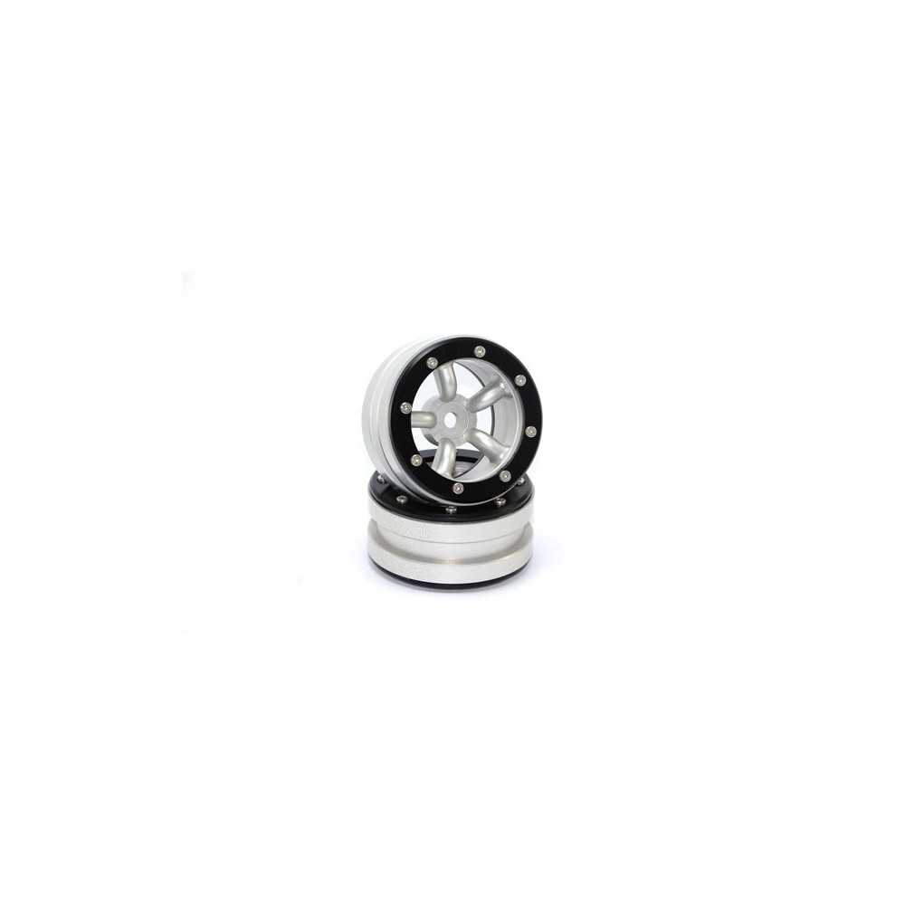Metsafil Beadlock Wheels PT-Safari Silver/Black 1.9 (2 pcs) MT0010SB Metsafil Beadlock Wheels PT-Safari Silver/Black 1.9 (2 pcs) MT0010SB