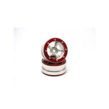 Metsafil Beadlock Wheels PT-Safari Silver/Red 1.9 (2 pcs) MT0010SR