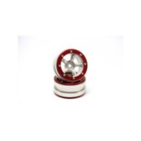 Metsafil Beadlock Wheels PT-Safari Silver/Red 1.9 (2 pcs) MT0010SR