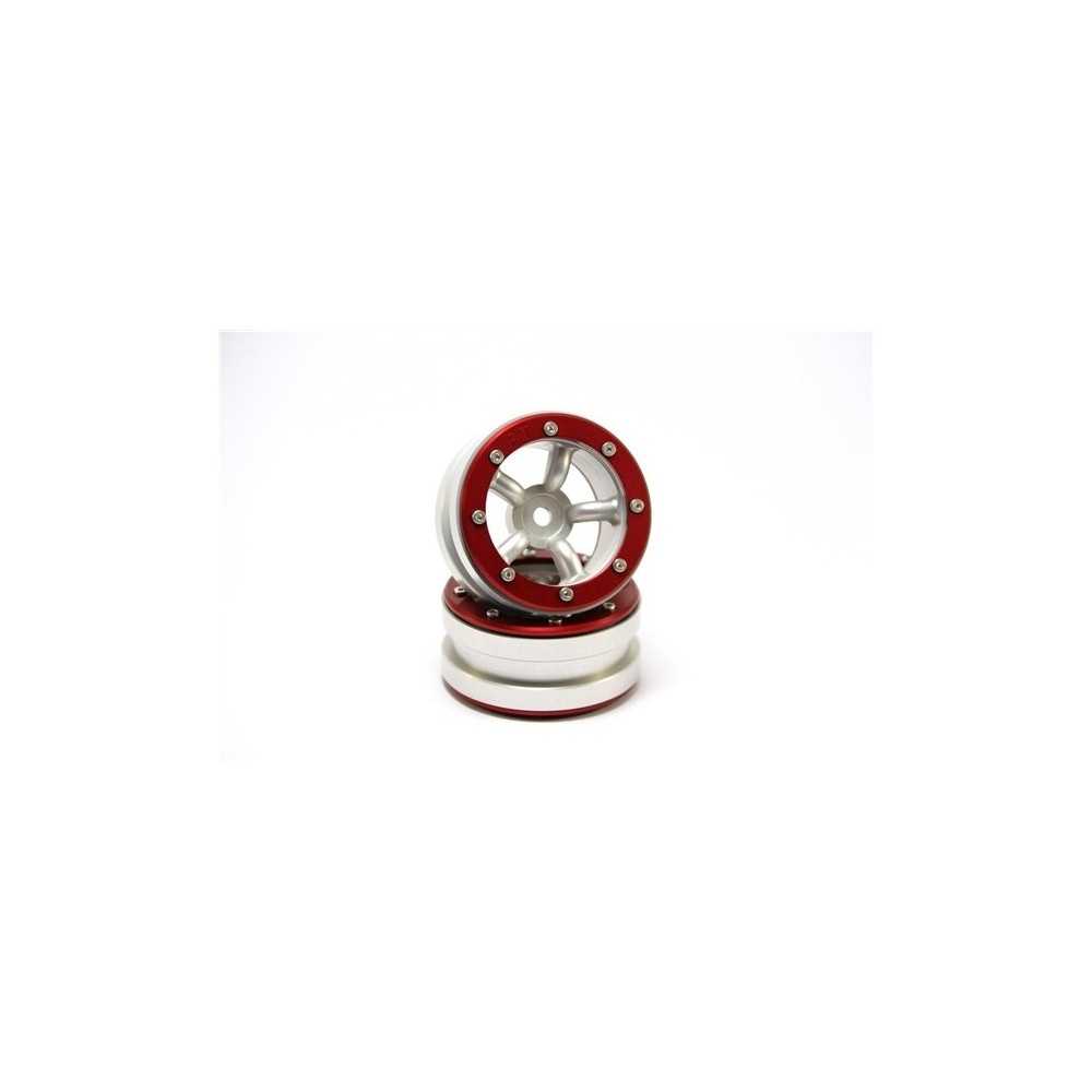 Metsafil Beadlock Wheels PT-Safari Silver/Red 1.9 (2 pcs) MT0010SR