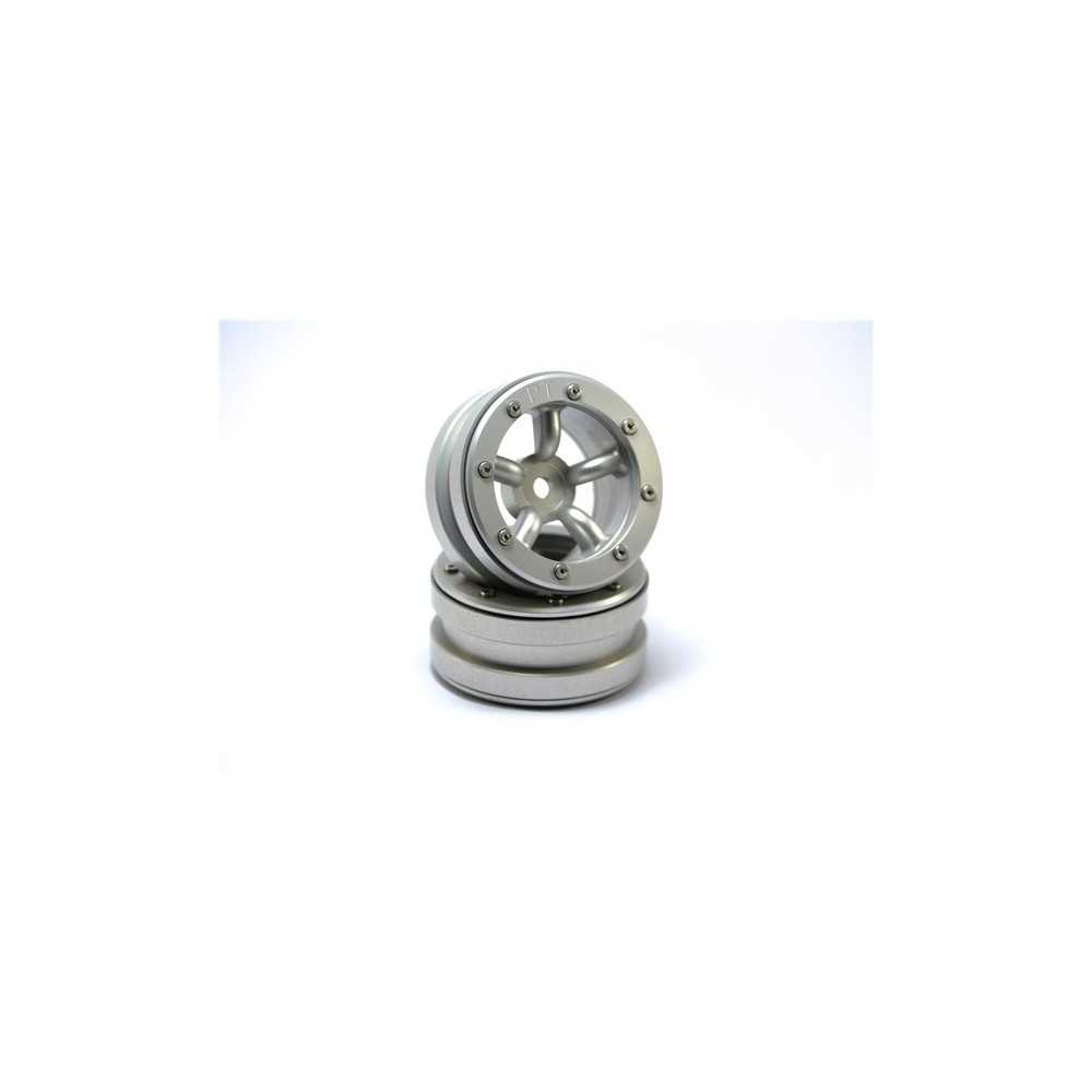 Metsafil Beadlock Wheels PT-Safari Silver/Silver 1.9 (2 pcs) MT0010SS Metsafil Beadlock Wheels PT-Safari Silver/Silver 1.9 (2 pcs) MT0010SS