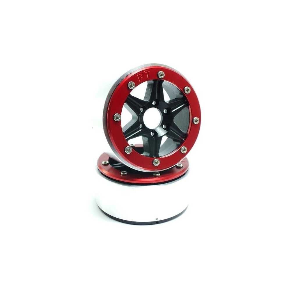 Metsafil Beadlock Wheels PT-Sixstar Black/Red 1.9 MT5010BR Metsafil Beadlock Wheels PT-Sixstar Black/Red 1.9 MT5010BR