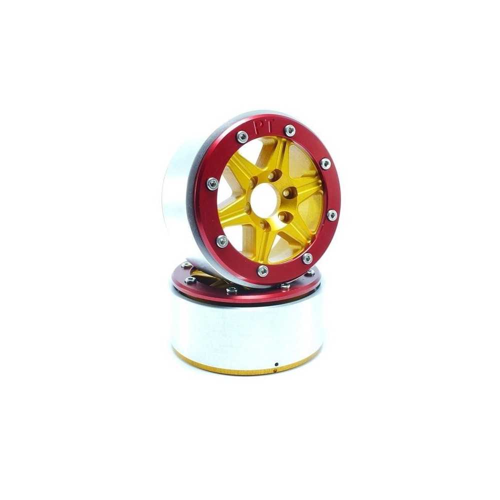 Metsafil Beadlock Wheels PT-Sixstar Gold/Red 1.9 MT5010GOR