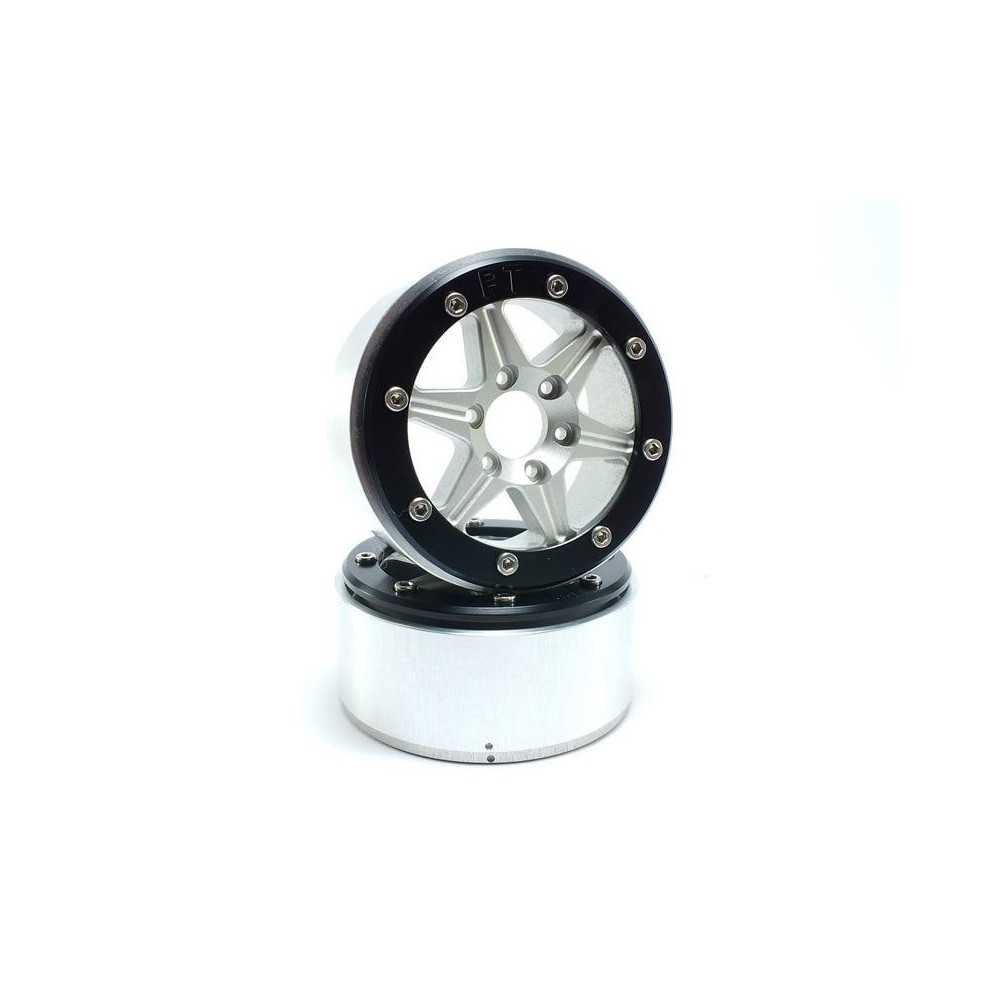 Metsafil Beadlock Wheels PT-Sixstar Silver/Black 1.9 MT5010SB Metsafil Beadlock Wheels PT-Sixstar Silver/Black 1.9 MT5010SB