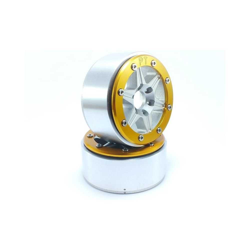 Metsafil Beadlock Wheels PT-Sixstar Silver/Gold 1.9 MT5010SGO Metsafil Beadlock Wheels PT-Sixstar Silver/Gold 1.9 MT5010SGO