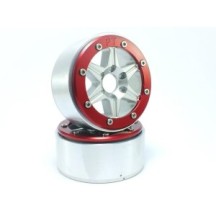 Metsafil Beadlock Wheels PT-Sixstar Silver/Red 1.9 MT5010SR
