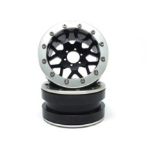 Llantas Beadlock Metsafil PT-Mesh negro/plata 2.2 2 piezas MT2210BS