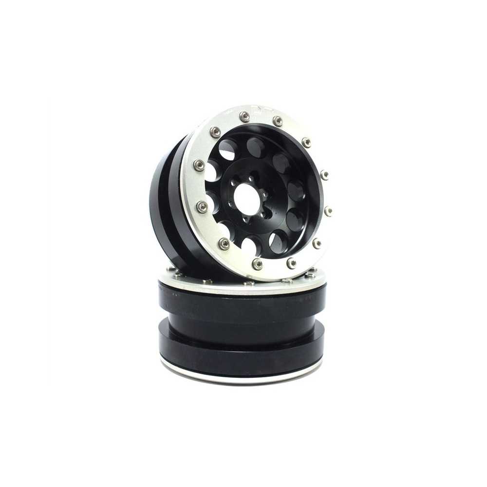 Llantas Beadlock Metsafil PT-Revolver negro/plata 2.2 2 piezas MT2220BS Llantas Beadlock Metsafil PT-Revolver negro/plata 2.2 2 piezas MT2220BS