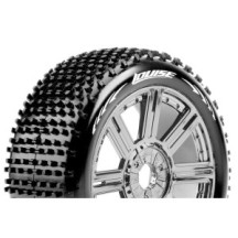 Louise RC B-HORNET 1-8 Buggy Tire Set Mounted Super Soft Black-Chrome Spoke Wheels Hex 17mm LR-T3150VBC