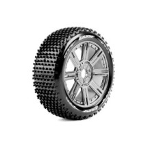 Louise RC B-HORNET 1-8 Buggy Tire Set Mounted Super Soft Black-Chrome Spoke Wheels Hex 17mm LR-T3150VBC