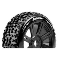 Louise RC B-MAZINGER 1-8 Buggy Tire Set Mounted Soft Black Spoke Wheels Hex 17mm LR-T3108SB