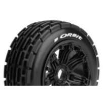Louise RC B-ORBIT 1-5 Buggy Tire Set Mounted Sport Black Bead-Lock Wheels Hex 24mm Front LR-T3265B