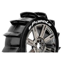 Louise RC B-PADDLE 1-8 Buggy Tire Set Mounted Soft Black-Chrome Spoke Wheels Hex 17mm LR-T3249SBC
