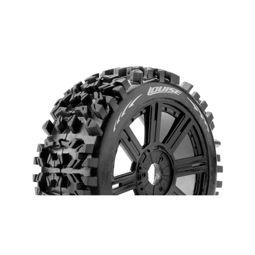 Louise RC B-PIONEER 1-8 Buggy Tire Set Mounted Soft Black Spoke Wheels Hex 17mm LR-T3130SB
