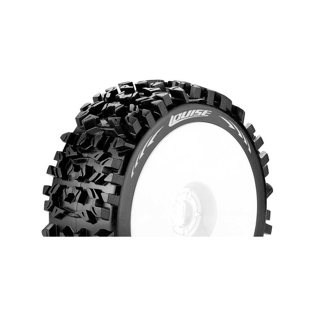 Louise RC B-PIONEER 1-8 Buggy Tire Set Mounted Soft White Wheels Hex 17mm LR-T3130SW