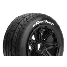 Louise RC B-ROCKET 1-5 Buggy Tire Set Mounted Sport Black Bead-Lock Wheels Hex 24mm Front LR-T3266B