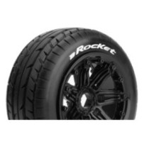 Louise RC B-ROCKET 1-5 Buggy Tire Set Mounted Sport Black Bead-Lock Wheels Hex 24mm Front LR-T3266B