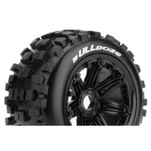 Louise RC B-ULLDOZE 1-5 Buggy Tire Set Mounted Sport Black Bead-Lock Wheels Hex 24mm Front LR-T3268B