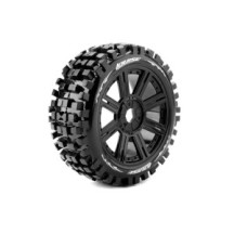 Louise RC B-ULLDOZE 1-8 Buggy Tire Set Mounted Soft Black Spoke Wheels Hex 17mm LR-T324SB