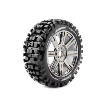 Louise RC B-ULLDOZE 1-8 Buggy Tire Set Mounted Soft Black-Chrome Spoke Wheels Hex 17mm LR-T324SBC