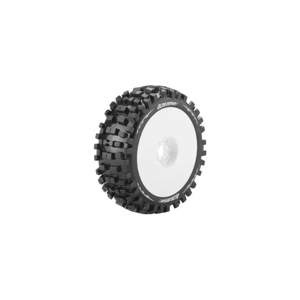 Louise RC B-ULLDOZE 1-8 Buggy Tire Set Mounted Soft White Wheels Hex 17mm LR-T324SW