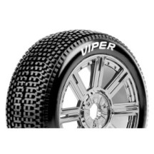 Louise RC B-VIPER-JA 1-8 Buggy Tire Set Mounted Soft Black-Chrome Spoke Wheels Hex 17mm LR-T3194SBC