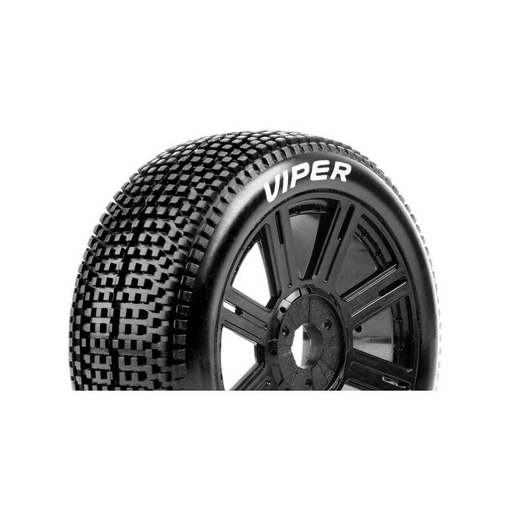 Louise RC B-VIPER-JA 1-8 Buggy Tire Set Mounted Super Soft Black Spoke Wheels Hex 17mm LR-T3194VB