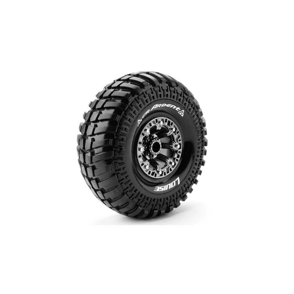 Neumáticos Louise RC CR-ARDENT 1/10 Crawler montados Super Soft en llantas Black Chrome 2.2" Hex 12mm LR-T3237VBC Neumáticos Louise RC CR-ARDENT 1/10 Crawler montados Super Soft en llantas Black Chrome 2.2" Hex 12mm LR-T3237VBC