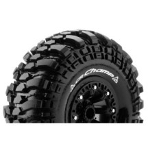 Neumáticos Louise RC CR-CHAMP 1/10 Crawler montados Super Soft en llantas Black Chrome 2.2″ Hex 12 mm LR-T3236VB
