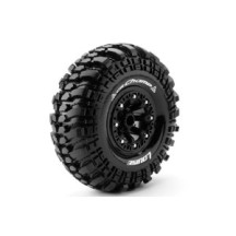 Neumáticos Louise RC CR-CHAMP 1/10 Crawler montados Super Soft en llantas Black Chrome 2.2″ Hex 12 mm LR-T3236VB