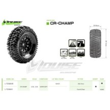 Neumáticos Louise RC CR-CHAMP 1/18-1/24 Crawler montados Super Soft en llantas negras 1.0 Hex 7 mm LR-T3366VB