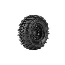 Neumáticos Louise RC CR-CHAMP 1/18-1/24 Crawler montados Super Soft en llantas negras 1.0 Hex 7 mm LR-T3366VB