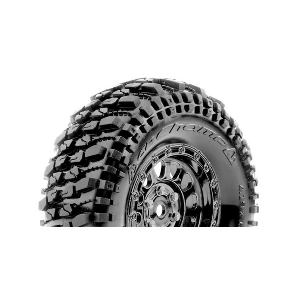 Louise RC CR-CHAMP Class 1 1-10 Crawler Tire Set Mounted Super Soft Black Chrome 1.9 Wheels Hex 12mm LR-T3345VBC
