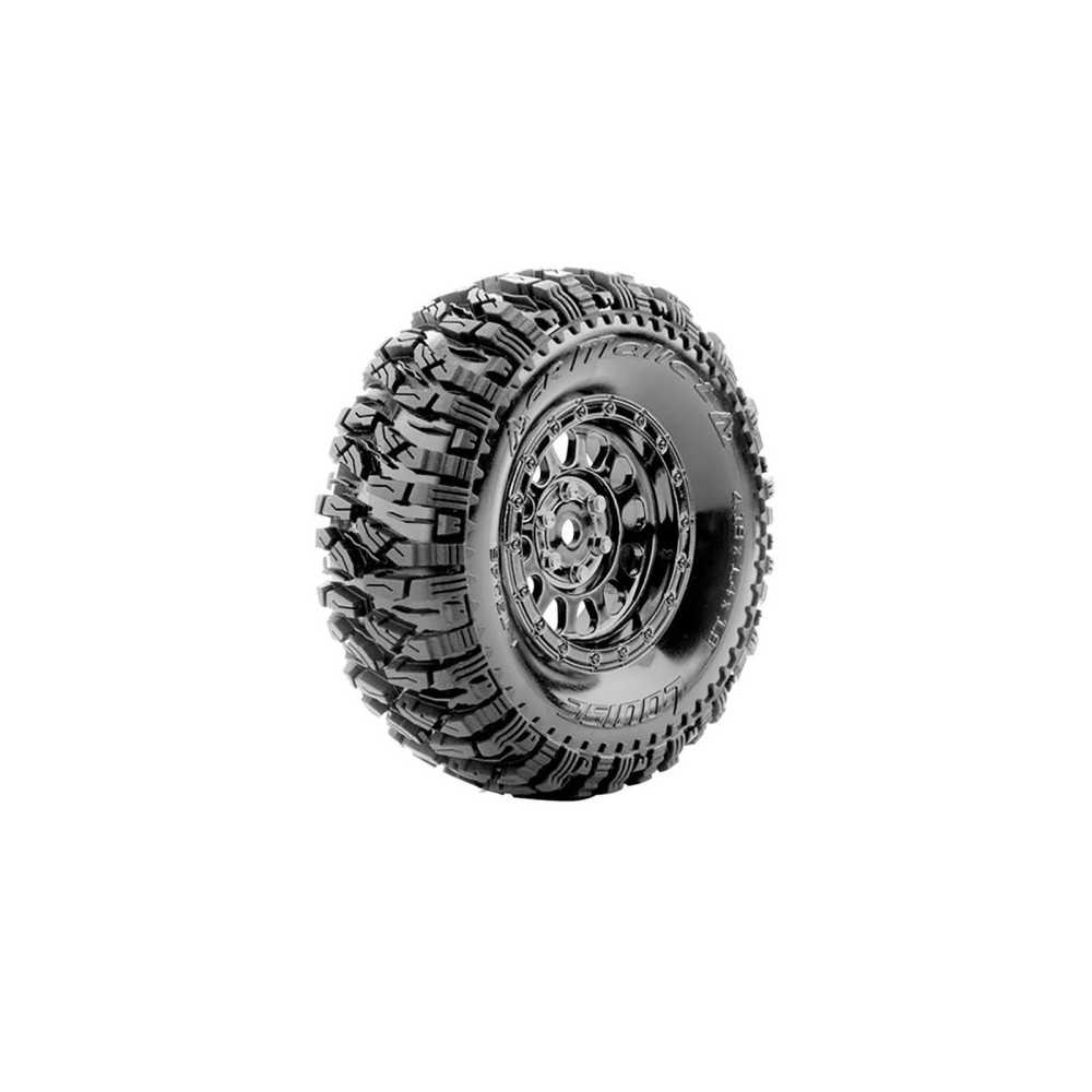 Neumáticos Louise RC CR-MALLET Class 1 1/10 Crawler montados Super Soft en llantas Black Chrome 1.9″ Hex 12 mm LR-T3346VBC
