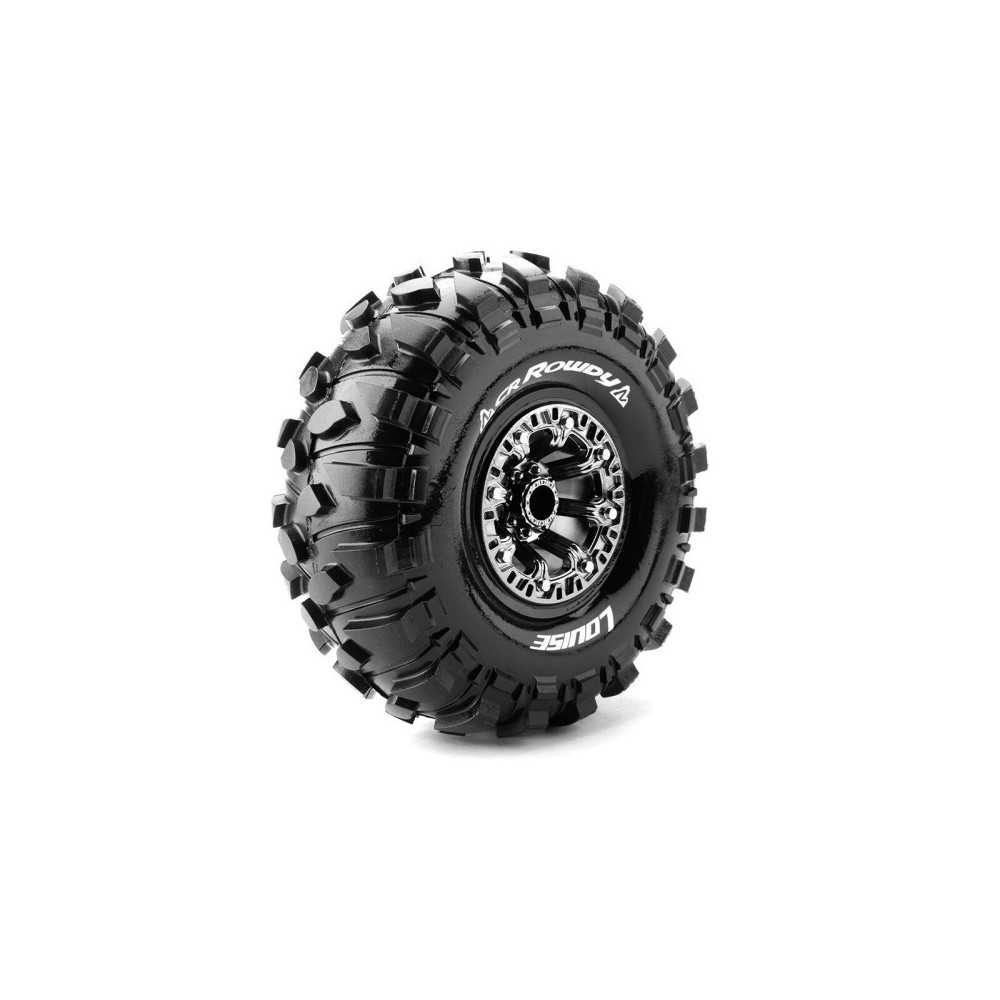 Neumáticos Louise RC CR-ROWDY 1/10 Crawler montados Super Soft en llantas Black Chrome 2.2″ Hex 12mm LR-T3238VBC Neumáticos Louise RC CR-ROWDY 1/10 Crawler montados Super Soft en llantas Black Chrome 2.2″ Hex 12mm LR-T3238VBC