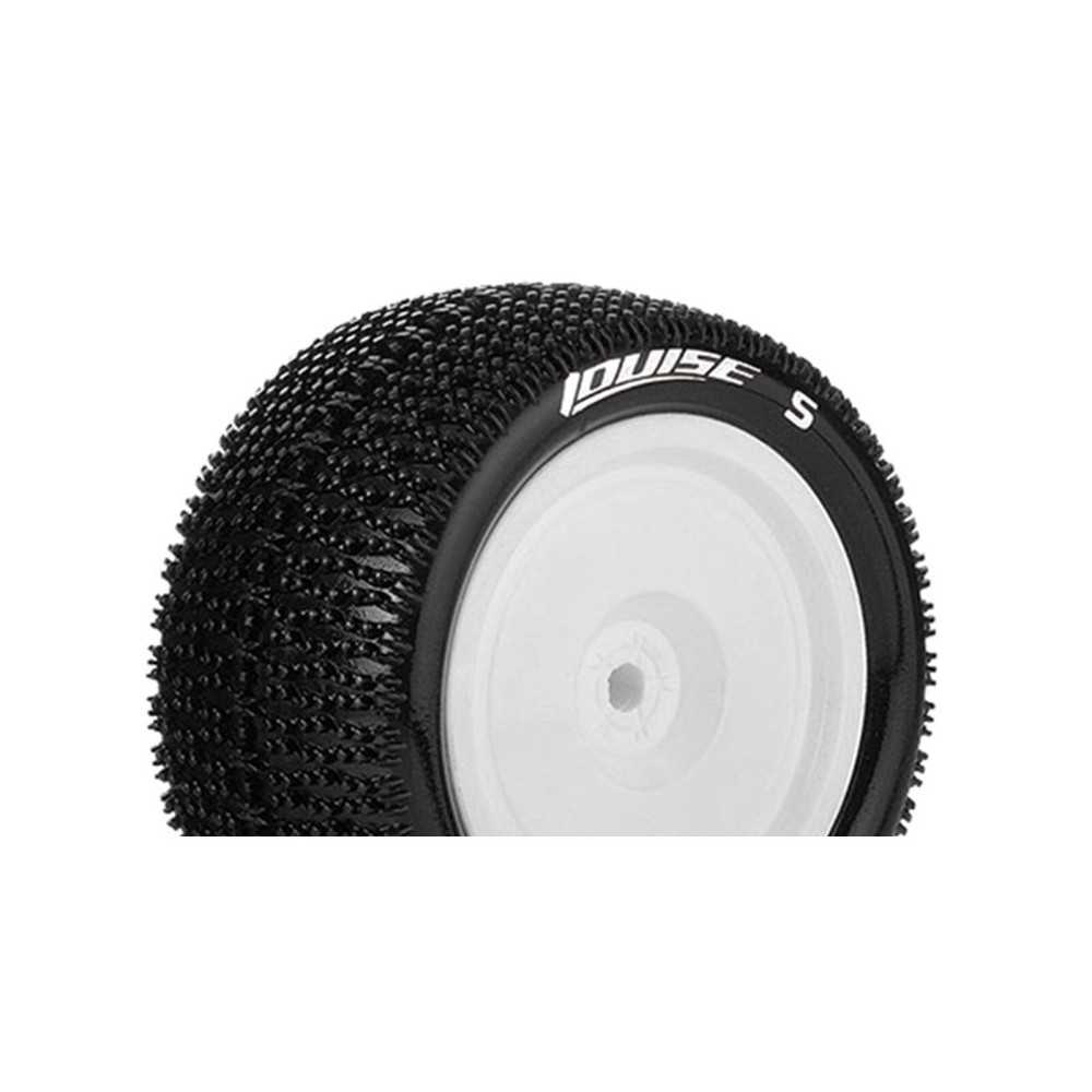 Louise RC E-MAGLEV 1-10 Buggy Tire Set Mounted Soft White Wheels Hex 12mm 4WD Rear LR-T3176SWKR