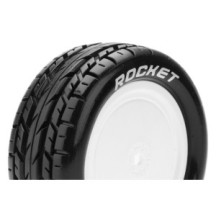 Louise RC E-ROCKET 1-10 Buggy Tire Set Mounted Soft White Wheels Hex 12mm 4WD Front LR-T3186SWKF
