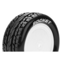 Louise RC E-ROCKET 1-10 Buggy Tire Set Mounted Soft White Wheels Hex 12mm 4WD Front LR-T3186SWKF