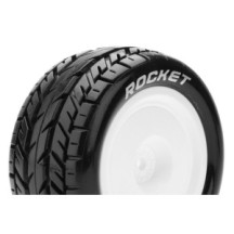 Louise RC E-ROCKET 1-10 Buggy Tire Set Mounted Soft White Wheels Hex 12mm 4WD Rear LR-T3188SWKR