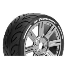 Louise RC MFT GT-TARMAC 1-8 Buggy Tire Set Mounted Super Soft Black Chrome Spoke Wheels Hex 17mm LR-T3285VBC