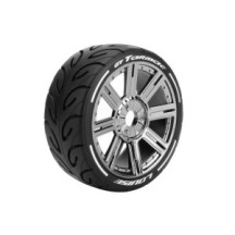Louise RC MFT GT-TARMAC 1-8 Buggy Tire Set Mounted Super Soft Black Chrome Spoke Wheels Hex 17mm LR-T3285VBC
